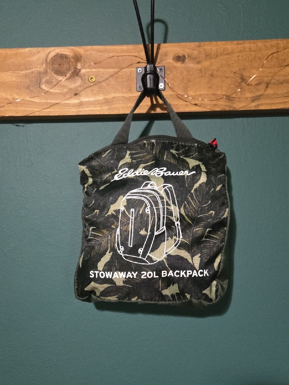 Eddie Bauer Stowaway Backpack in Green Tropical Print